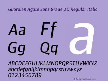 Guardian Agate Sans Grade 2D Regular Italic Version 1.200; 2011 Font Sample