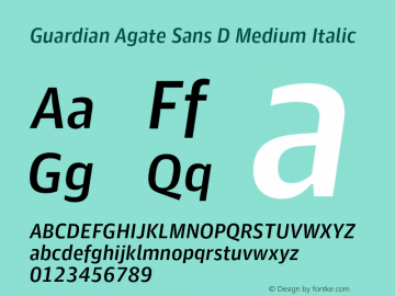 Guardian Agate Sans D Medium Italic Version 1.200; 2011 Font Sample