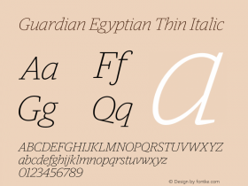 Guardian Egyptian Thin Italic Version 1.200; 2011图片样张
