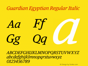 Guardian Egyptian Regular Italic Version 1.200; 2011图片样张