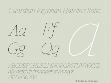 Guardian Egyptian Hairline Italic Version 1.200; 2011图片样张