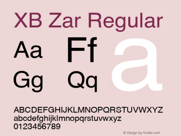 XB Zar Regular Version 7.010 2007 Font Sample