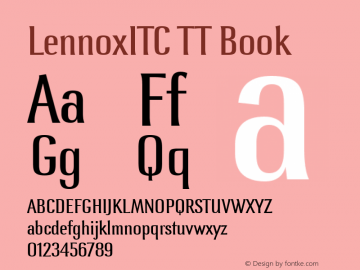 LennoxITC TT Book Macromedia Fontographer 4.1.2 6/7/96图片样张