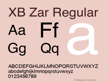 XB Zar Regular Version 7.010 2007 Font Sample