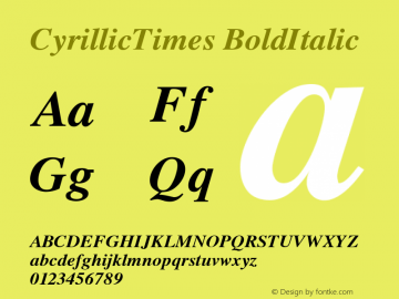 CyrillicTimes BoldItalic 001.000 Font Sample