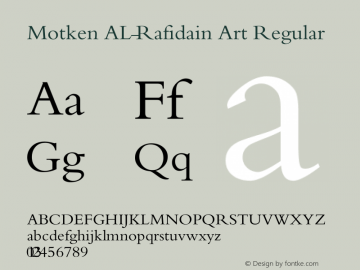 Motken AL-Rafidain Art Regular Version 2.0 Font Sample