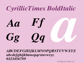 CyrillicTimes BoldItalic 001.000 Font Sample