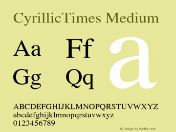 CyrillicTimes Medium 001.000 Font Sample