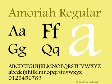 Amoriah Regular Glyph Systems 27-May-2001 Font Sample