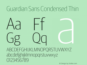 Guardian Sans Condensed Thin Version 1.200; 2016 Font Sample