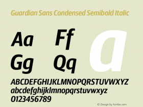 Guardian Sans Condensed Semibold Italic Version 1.200; 2016 Font Sample