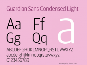 Guardian Sans Condensed Light Version 1.200; 2016 Font Sample
