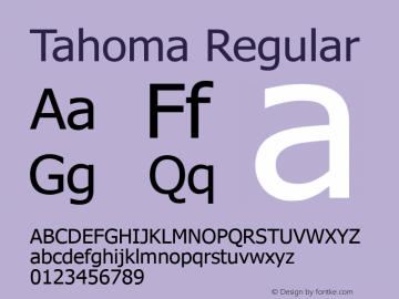 Tahoma Regular Version 1.85 Font Sample