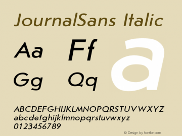 JournalSans Italic Converted from d:\win\system\JSI_____.TF1 by ALLTYPE Font Sample