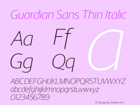 Guardian Sans Thin Italic Version 1.200; 2016 Font Sample