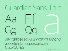 Guardian Sans Thin Version 1.200; 2016 Font Sample