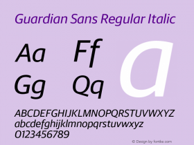 Guardian Sans Regular Italic Version 1.200; 2016 Font Sample