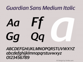 Guardian Sans Medium Italic Version 1.200; 2016 Font Sample