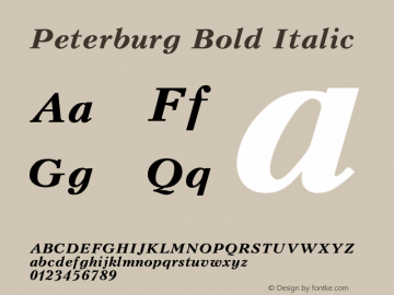 Peterburg Bold Italic Converted from t:\PTT.BF1 by ALLTYPE图片样张