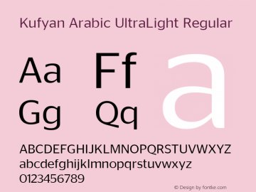 Kufyan Arabic UltraLight Regular Version 1.000 Font Sample