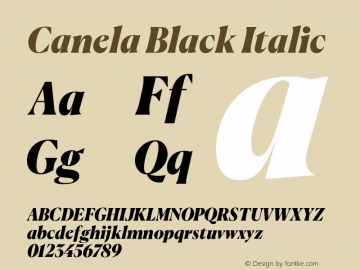 Canela Black Italic Version 1.1 2016图片样张