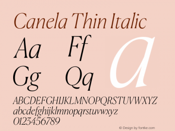 Canela Thin Italic Version 1.1 2016图片样张