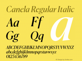 Canela Regular Italic Version 1.1 2016 Font Sample