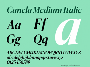 Canela Medium Italic Version 1.1 2016图片样张