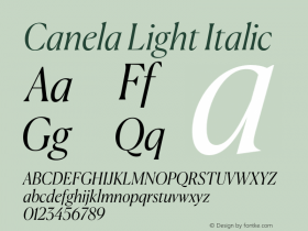 Canela Light Italic Version 1.1 2016 Font Sample