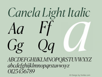 Canela Light Italic Version 1.1 2016图片样张