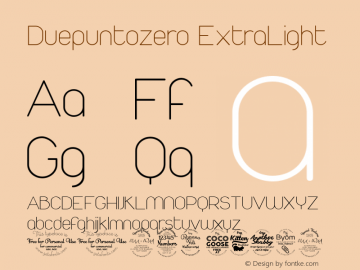 Duepuntozero ExtraLight Version 002.001 Font Sample