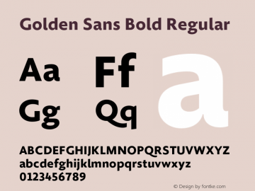 Golden Sans Bold Regular Version 1.001;PS 001.001;hotconv 1.0.70;makeotf.lib2.5.58329图片样张