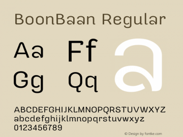 BoonBaan Regular Version 1.0.1 Font Sample