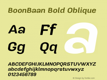 BoonBaan Bold Oblique Version 1.0.1图片样张