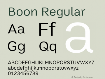 Boon Regular Version 2.0 Font Sample