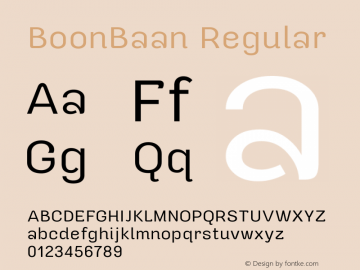 BoonBaan Regular Version 1.0.1 Font Sample
