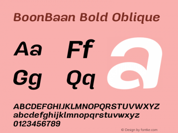 BoonBaan Bold Oblique Version 1.0.1 Font Sample