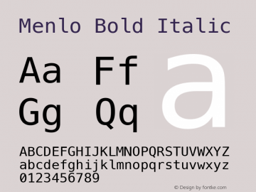Menlo Bold Italic 12.0d1e2 Font Sample