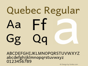 Quebec Regular Version 5.500 Font Sample