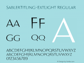 SablerTitling-ExtLight Regular Version 1.0 Font Sample