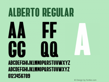 Alberto Regular Version 1.000;PS 001.000;hotconv 1.0.70;makeotf.lib2.5.58329 DEVELOPMENT图片样张