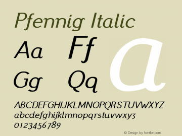 Pfennig Italic Version 20120410 ; ttfautohint (v0.8)图片样张