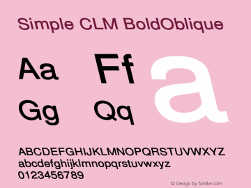 Simple CLM BoldOblique Version 0.110 Font Sample