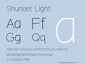 Shuneet Light Version 2.0 August 28. 2012 Font Sample