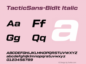 TacticSans-BldIt Italic Version 1.000;PS 001.000;hotconv 1.0.88;makeotf.lib2.5.64775;com.myfonts.easy.millertype.tactic-sans.bold-italic.wfkit2.version.4Bkv Font Sample