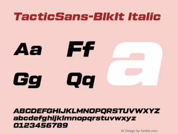 TacticSans-BlkIt Italic Version 1.000;PS 001.000;hotconv 1.0.88;makeotf.lib2.5.64775;com.myfonts.easy.millertype.tactic-sans.black-italic.wfkit2.version.4Bku图片样张