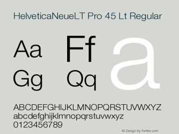 HelveticaNeueLT Pro 45 Lt Regular Version 1.000;PS 001.000;Core 1.0.38 Font Sample