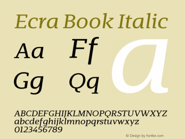 Ecra Book Italic Version 1.000 Font Sample