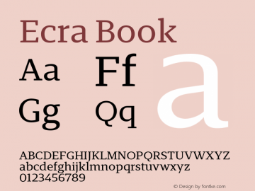 Ecra Book Version 1.000 Font Sample