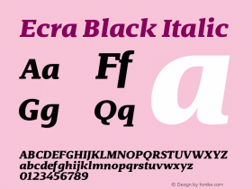 Ecra Black Italic Version 1.100 Font Sample